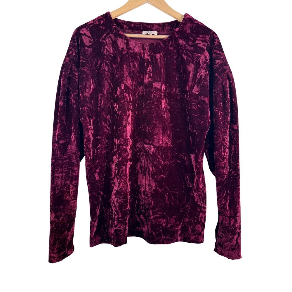 Umgee‎ Burgundy Crushed Velvet Long Sleeve top 90s boho whimsigoth Size S
